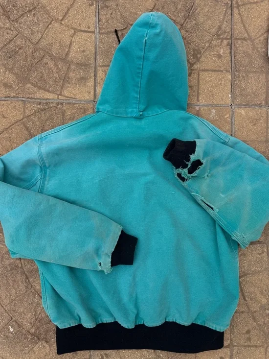 Carhartt Teal Hooded Work Jacket - Zip Front - Picture 2 of 3